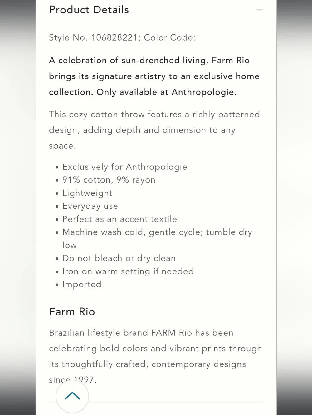 FARM Rio×Anthropologie Cotton Floral Throw Blanket